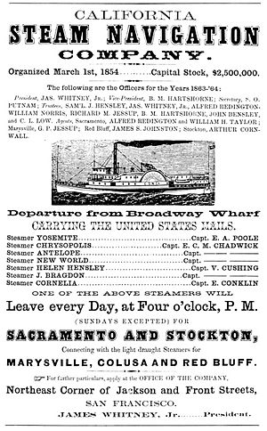 California Steam Navigation poster 1863