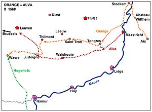 Campaign Map of Prince of Orange vs Duke of Alva October 1568