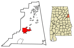 Location of Heflin in Cleburne County, Alabama.