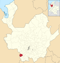 Location of the municipality and town of Ciudad Bolívar, Antioquia in the Antioquia Department of Colombia