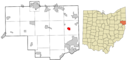 Location of Lake Tomahawk in Columbiana County and in the State of Ohio