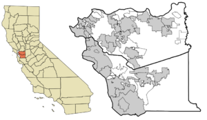 Map of incorporated and unincorporated areas in East Bay, California