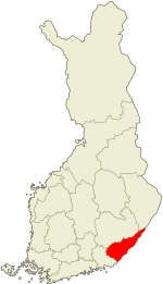 South Karelia on a map of Finland