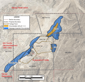 Extent of Seepage-Impacted Groundwater 2009 Church Rock uranium mill