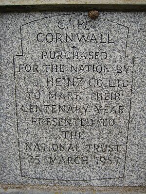 Heinz plaque Cape Cornwall