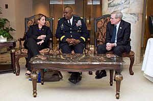 Homeland Security Adviser Lisa Monaco, CENTCOM Commander Army General Lloyd Austin, and former National Security Adviser Stephen Hadley in Riyadh