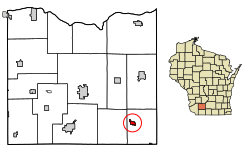 Location of Hollandale in Iowa County, Wisconsin.