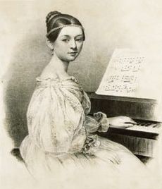 Julius Giere - Clara Wieck im Alter von 15 Jahren (Lithographie 1835)