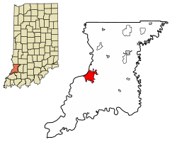 Location of Vincennes in Knox County, Indiana