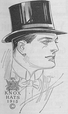 Knox Hats top hat advertising illustration, 1915