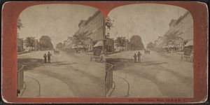 Main Street in Le Roy looking west, from Robert N. Dennis collection of stereoscopic views