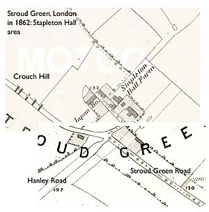 Map- Stroud Green, London (Stapleton Hall 1862)