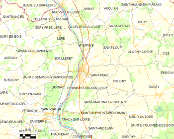 Map of the commune of Cosne-Cours-sur-Loire