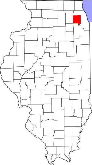 Map of Illinois highlighting DuPage County