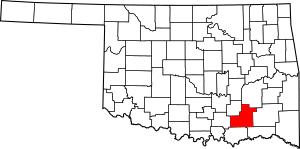 Map of Oklahoma highlighting Atoka County