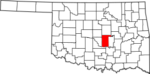 Map of Oklahoma highlighting Pottawatomie County