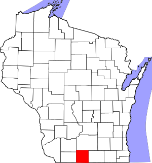 Map of Wisconsin highlighting Green County