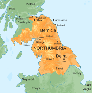 Map of the Kingdom of Northumbria around 700 AD