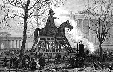 Moving the Wellington Statue, Hyde Park Corner, London (sketched April 24) - ILN 1883 (cropped)
