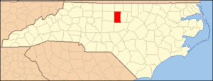 North Carolina Map Highlighting Alamance County