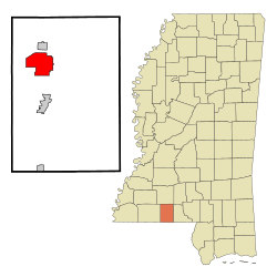 Location of McComb Mississippi