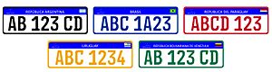 Placas de veículos do Mercosul mercosur