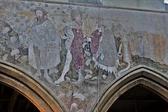 Raunds, St. Mary's Church, Celebrated medieval wall painting of 'The Three Living' 1 - geograph.org.uk - 5716210