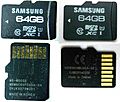 Samsung Pro 64gb micro-SDXC original and falsification front and back
