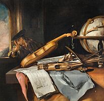 Samuel van Hoogstraten - Vanitas Stilleven met denken jonge man