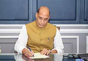 Shri Rajnath Singh assumed charge as the Union Minister of Defence for the second consecutive term, in New Delhi on June 13, 2024