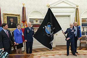 Space Force flag in the Oval Office of the White House (200515-F-ZZ999-3452)