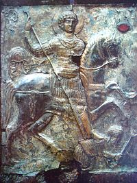 St George spearing Diocletian (11th c., Georgia)