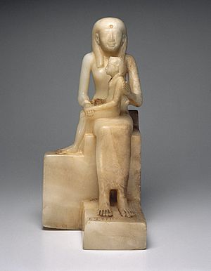 Statuette of Queen Ankhnes-meryre II and her Son, Pepy II, front view