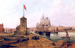 Sunderland Harbour, 19th century (Entrance to Sunderland Harbour) by Stuart Henry Bell