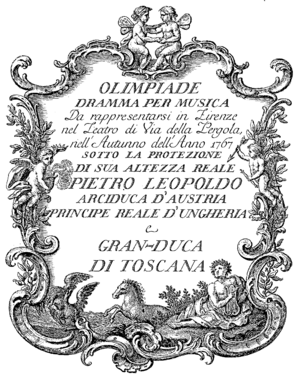 Tommaso Traetta - Olimpiade - titlepage of the libretto - Florenz 1767