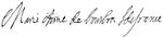 Undated signature of Marie Anne de Bourbon, Légitimée de France (1666-1739), Princess of Conti.jpg