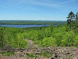 View of Upper Lead Mountain Pond from a ridge to the east in spring