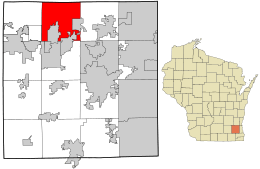 Location in Waukesha County and the state of Wisconsin.