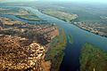 Zambezi River at junction of Namibia, Zambia, Zimbabwe & Botswana