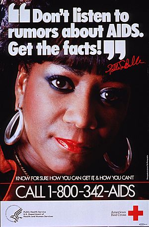 "Don't listen to rumors about AIDS, get the facts!" Patti LaBelle.A025218