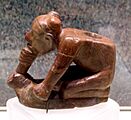 (Man smoking from frog pipe) effigy pipe HRoe-2010