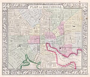 1864 Mitchell Map of Baltimore, Maryland - Geographicus - Baltimore-mitchell-1864