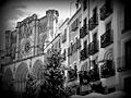 A Black and White Photo of the Cuenca Cathedral in Spain