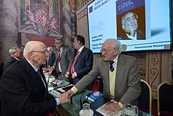 Arrigo Levi with Italian President Giorgio Napolitano