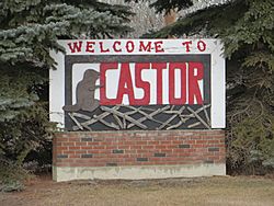 Welcome sign in Castor