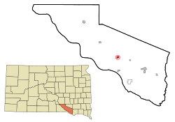 Location in Charles Mix County and the state of South Dakota