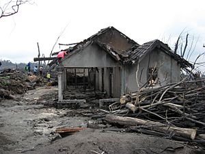 Destroyed house in Cangkringan Village after the 2010 Eruptions of Mount Merapi