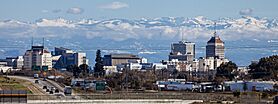 Fresno skyline with the Sierra Nevada