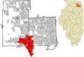 DuPage County and Kane County Illinois incorporated and unincorporated areas Aurora highlighted
