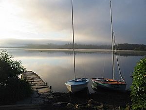 Flat calm at dawn, Windermere, from below Claife Heights - geograph.org.uk - 559443
